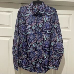 Tasso Elba Multicolor Paisley Shirt Size Large 16-16 1/2